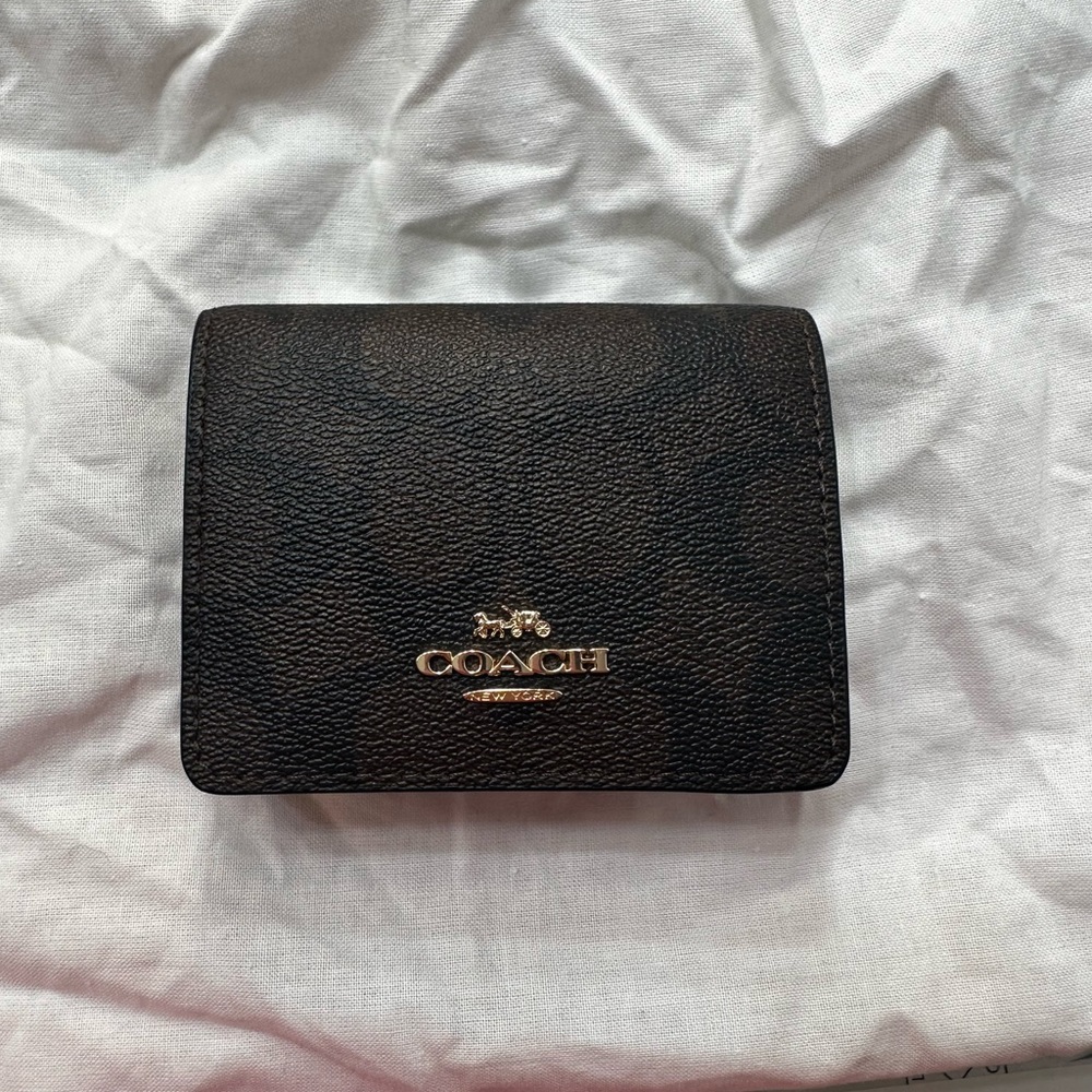 Coach Mini Wallet On A Chain In Signature Canvas Brown Black 665